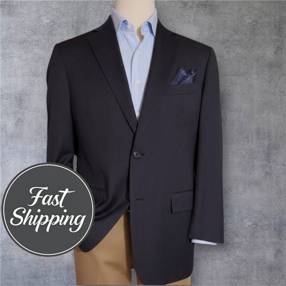 BROOKS BROTHERS Men’s 44L Gray Wool Blazer Sport Coat Two Button Jacket Made USA - Picture 1 of 16